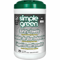 Simple Green Multi-Purpose Cleaning Safety Towels - 10" x 11.75" - Green - 75 Per Canister - 6 / Carton