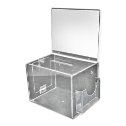 Azar Displays Extra-Large Pedestal Lottery Box With Pocket, 57-3/4"H x 16"W x 16"D, Clear