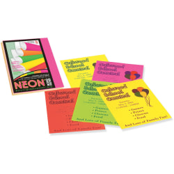 Pacon® Bond Paper, Letter Size (8 1/2" x 11"), 24 Lb, Assorted Neon Colors, Pack Of 100 Sheets