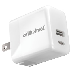 cellhelmet® 20-Watt Dual Wall Charger With USB And USB-C® Ports, White