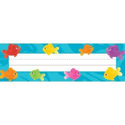 Teacher Created Resources Flat Name Plates, 3-1/2" x 11-1/2", Colorful Fish, Pack Of 36 Name Plates