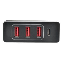 Tripp Lite 4-Port USB Charging Station with USB-C Charging and USB-A Auto-Sensing Ports - Power adapter - 3 A - 4 output connectors (3 x USB Type A, 24 pin USB-C) - black
