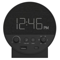 NonStop Station R Hotel Wellness Clock, 4-5/8"H x 4-7/16"W x 3-1/4"D, Black