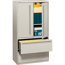 HON® Brigade® 700 Combo 20"D Lateral 2-Drawer File Cabinet, Light Gray