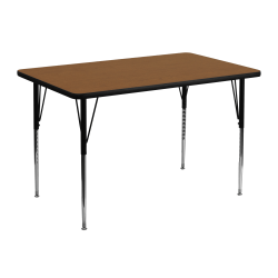 Flash Furniture Rectangular HP Laminate Activity Table With Standard Height-Adjustable Legs, 30-1/4"H x 30"W x 48"D, Oak