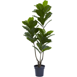 Nearly Natural 65"H UV-Resistant Fiddle Leaf Tree With Plastic Pot, Green
