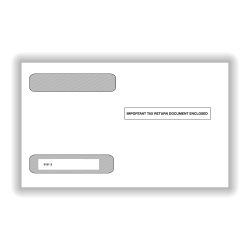 ComplyRight® Double-Window Envelopes For W-2 (5218) Tax Forms, Self-Seal, White, Pack Of 50 Envelopes