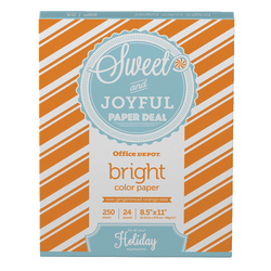 Office Depot® Brand Bright Color Copier Paper, Letter Size (8 1/2" x 11"), Pack Of 250 Sheets, 24 Lb, Gingerbread Orange