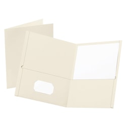 Oxford™ Twin-Pocket Portfolios, 8 1/2" x 11", White, Pack Of 25