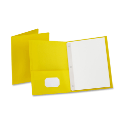 Oxford™ Twin-Pocket Portfolio With Fasteners, 8 1/2" x 11", Yellow, Pack Of 25