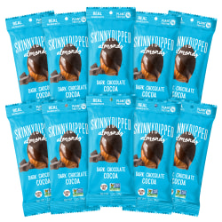 Skinny Dipped Almonds, Gluten-Free Dark Chocolate Cocoa, 1.2 Oz, Pack Of 10 Bags