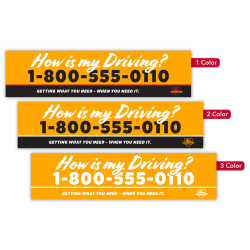 Custom Printed 1, 2 Or 3 Color Bumper Stickers, 3-3/4" x 15" Rectangle, Box Of 125 Stickers