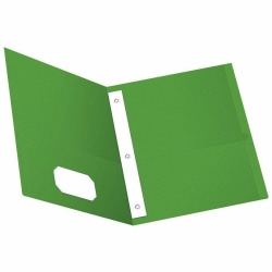 Oxford® Twin-Pocket Folders With Fasteners, Letter Size (8 1/2" x 11"), Light Green, Pack Of 2