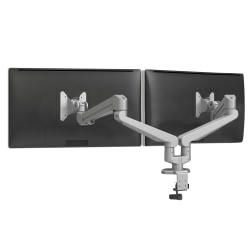 Fellowes® Edge® 2 Dual Adjustable Monitor Arm For Monitors Up To 17.6 Lb, Silver