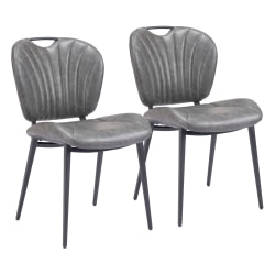 Zuo Modern Terrence Dining Chairs, Vintage Gray, Set Of 2 Chairs