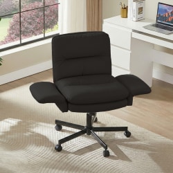 Bestier Ergonomic Velour Mid-Back Swivel Executive Task Chair, Black, Total Qty 1