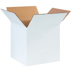 Partners Brand White Corrugated Boxes, 10" x 10" x 10", Pack Of 25