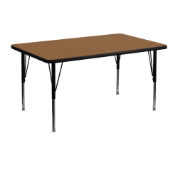 Flash Furniture 48"W Rectangular Thermal Laminate Activity Table With Short Height-Adjustable Legs, Oak