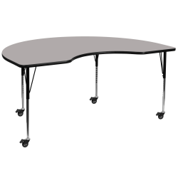 Flash Furniture Mobile Height Adjustable HP Laminate Kidney Activity Table, 30-1/2"H x 48''W x 72''L, Gray