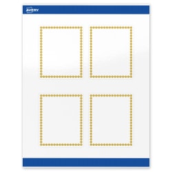Avery® Print-To-The-Edge Labels With Sure Feed® Technology, S00-DJ8-PRWGP10, Rectangle, 4" x 3-1/3", Glossy White, Preprinted Gold Beads Design, Pack Of 40