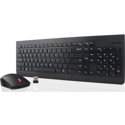Lenovo Essential Wireless Keyboard and Mouse Combo - French Canadian 058 - USB Wireless RF - French (Canada) - USB Wireless RF - Laser - 1200 dpi - 5 Button - Symmetrical - AA - Compatible with Tablet, Notebook, Desktop Computer for Windows