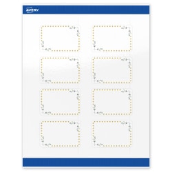 Avery® Print-To-The-Edge Labels With Sure Feed® Technology, S00-DN2-PRWGP10, Rectangle, 2"x3", Glossy White, Preprinted Green Florals with Gold Dots Design, Pack Of 80