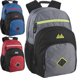 Summit Ridge Double Dome Backpacks With 17" Laptop Sleeves, Blue/Red/Gray, Total Qty 24
