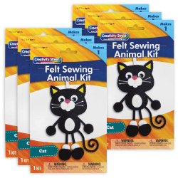 Creativity Street Felt Sewing Animal Kits, 10-1/4" x 4" x 1", Cat, Set Of 6 Kits