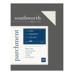 Southworth® Parchment Specialty Paper, 8 1/2" x 11", 24 Lb, Ivory, Pack Of 100