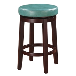 Linon Alice Backless Faux Leather Swivel Counter Stool, Teal/Brown