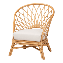bali & pari Emmeline Rattan Accent Chair, White/Honey