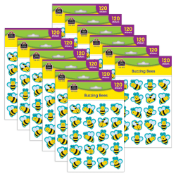 Teacher Created Resources Stickers, Buzzing Bees, 120 Per Pack, Set Of 12 Packs