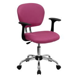 Flash Furniture Mesh Mid-Back Swivel Task Chair With Arms, Pink/Silver