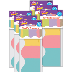 Trend Terrific Trimmers Packs, 39’ x 2-1/4", Cheerful Stripes, Set Of 6 Packs