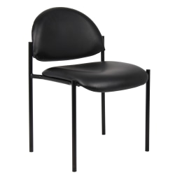 Boss Office Products Padded Stacking Chair, Caressoft™ Vinyl, Black