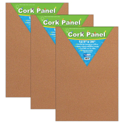 Flipside Cork Panels, 12-1/2" x 26", Natural, Pack Of 3 Panels