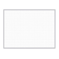 Ghent 1" x 1" Grid Magnetic Dry-Erase Whiteboard, 36" x 48", Aluminum Frame With Satin Silver Finish