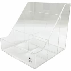 Business Source 4-Compartment Desktop Organizer - 4 Compartment(s) - 5.5" Height x 5.6" Width x 5.6" DepthDesktop - Durable - Clear - Acrylic - 1 Each