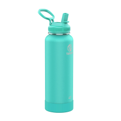 Takeya Actives Reusable Insulated Stainless Steel Water Bottle With Straw Lid, 40 Oz, Teal