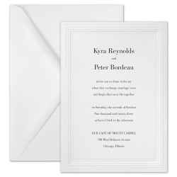 Custom Premium Wedding & Event Invitations With Envelopes, 5-1/2" x 7-3/4", White Paneled, Box Of 25 Invitations