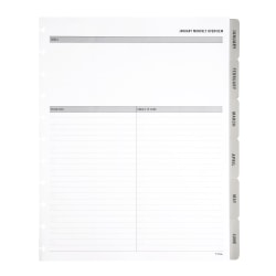 TUL® Discbound Monthly Planner Refill Pages With 12 Tab Dividers, Letter Size, Gray