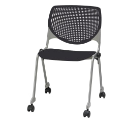 KFI KOOL  With Casters Plastic Seat, Plastic Back Stacking Chair, 22" Seat Width, Black Seat/Silver Frame, Quantity: 1