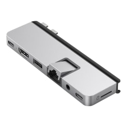 HyperDrive DUO Pro Docking Station, 4/10"H x 4-7/10"W x 1-1/2"D, Silver, HD575-Silver