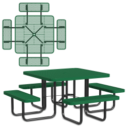 Leisure Craft Square Outdoor Picnic Table, 29-1/4"H x 80"W x 80"D, Black/Green