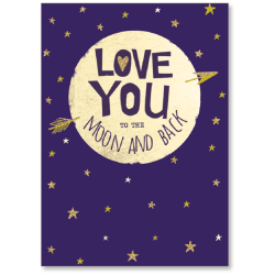 Viabella Anniversary One I Love Greeting Card, To The Moon And Back, 5" x 7", Multicolor