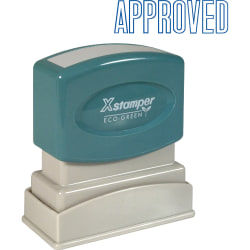 Xstamper® One-Color Title Stamp, Pre-Inked, "Approved", Blue