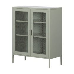 South Shore Eddison 31-1/2"W Mesh 2-Door Storage Cabinet, Sage Green