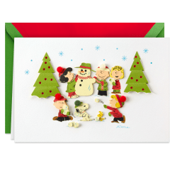 Hallmark Signature Peanuts Christmas Card (Charlie Brown and Friends Fun and Frosty)