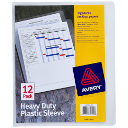 Avery® Heavy Duty Plastic Document Sleeves, 8 1/2" x 11", Holds Up To 25 Sheets, Clear, Pack Of 12