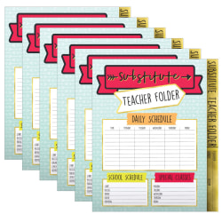 Carson Dellosa Education Aim High Substitute Teacher Folders, Letter Size, Multicolor, Pack Of 6 Folders